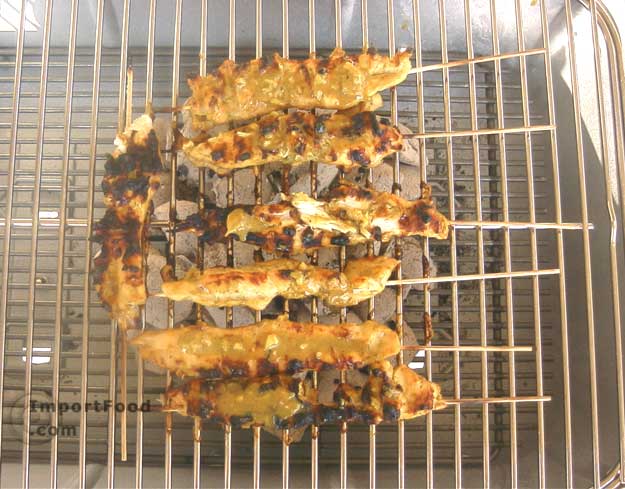 Version 2 satay gai skewered