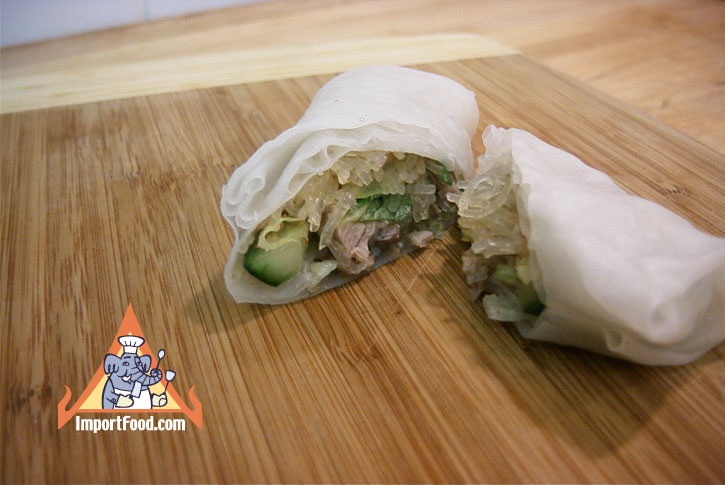 Larb woonsen in spring roll wrapper
