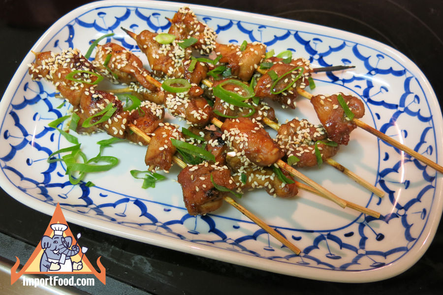 Thai sesame chicken kebabs