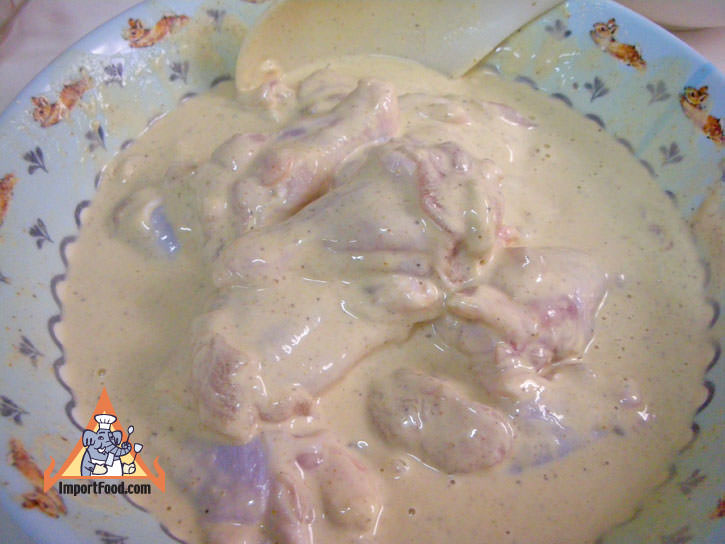Coating the chicken