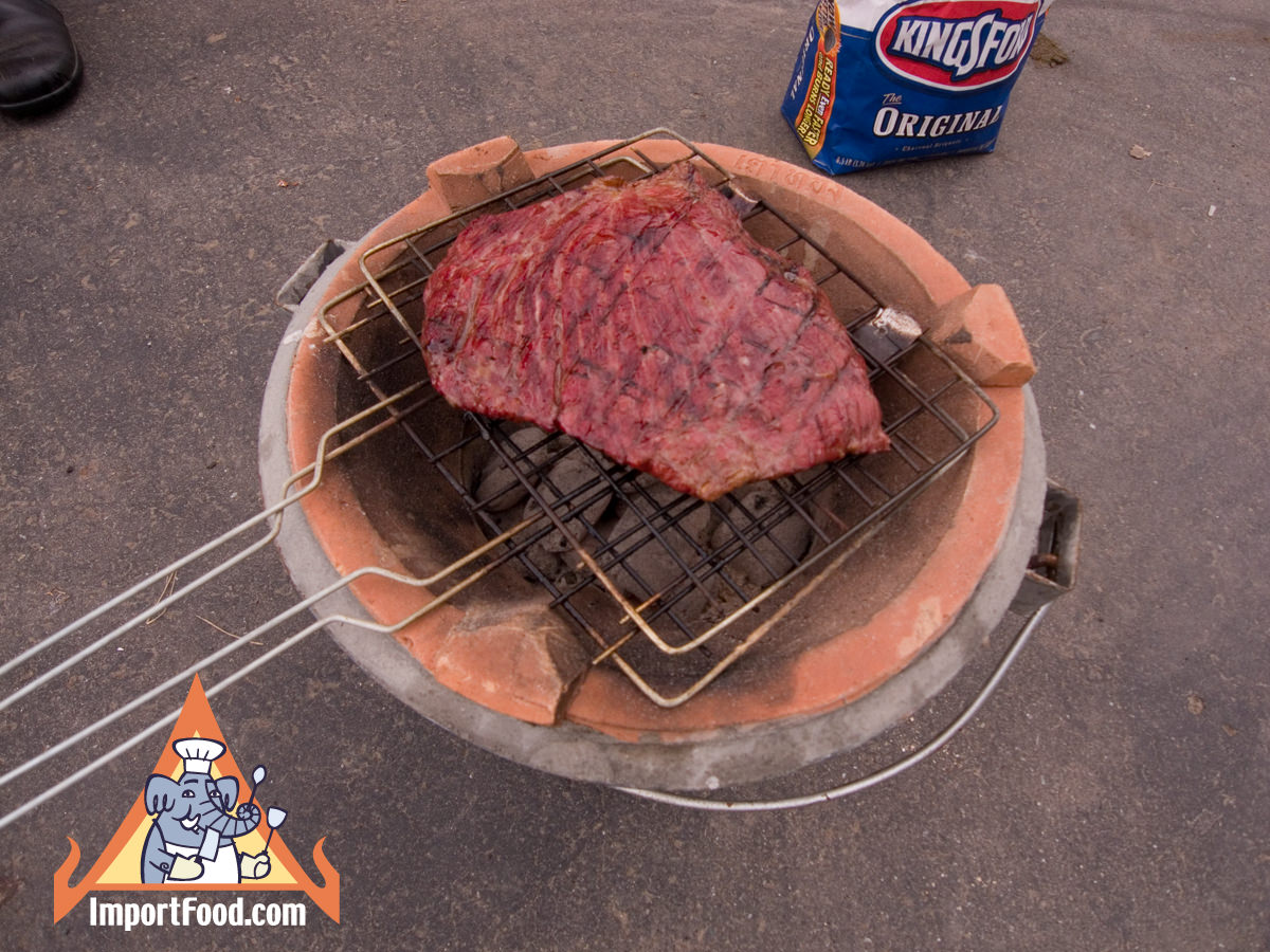 Flank steak on the tao charcoal burner