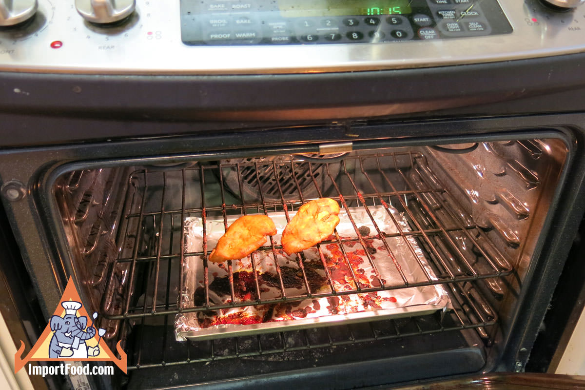 Our gai yang starts in the oven