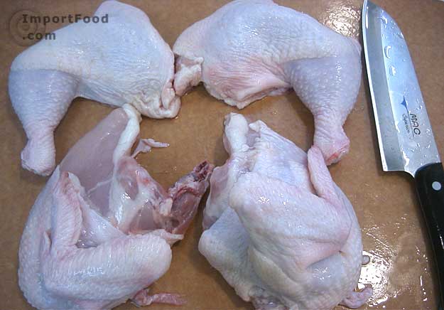 Quarter the chicken