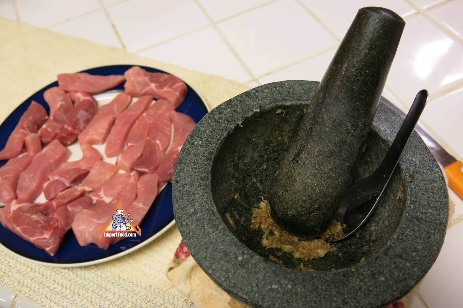 Add mix to pork strips