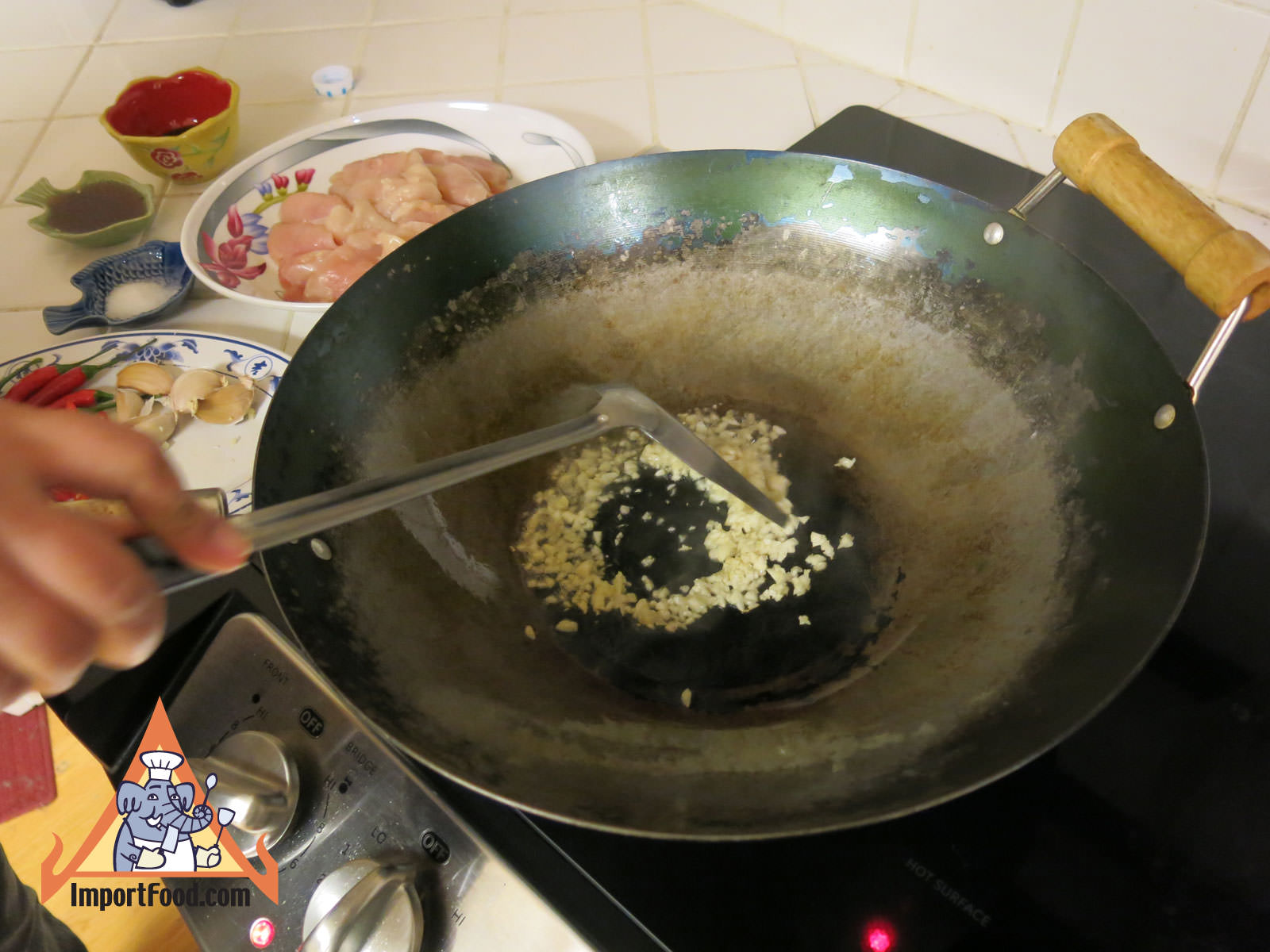 Red chile version fry garlic