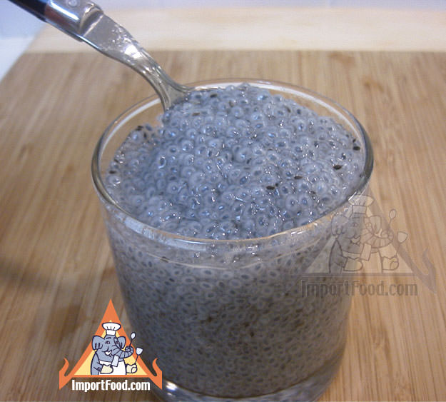 Sweet basil seeds in water