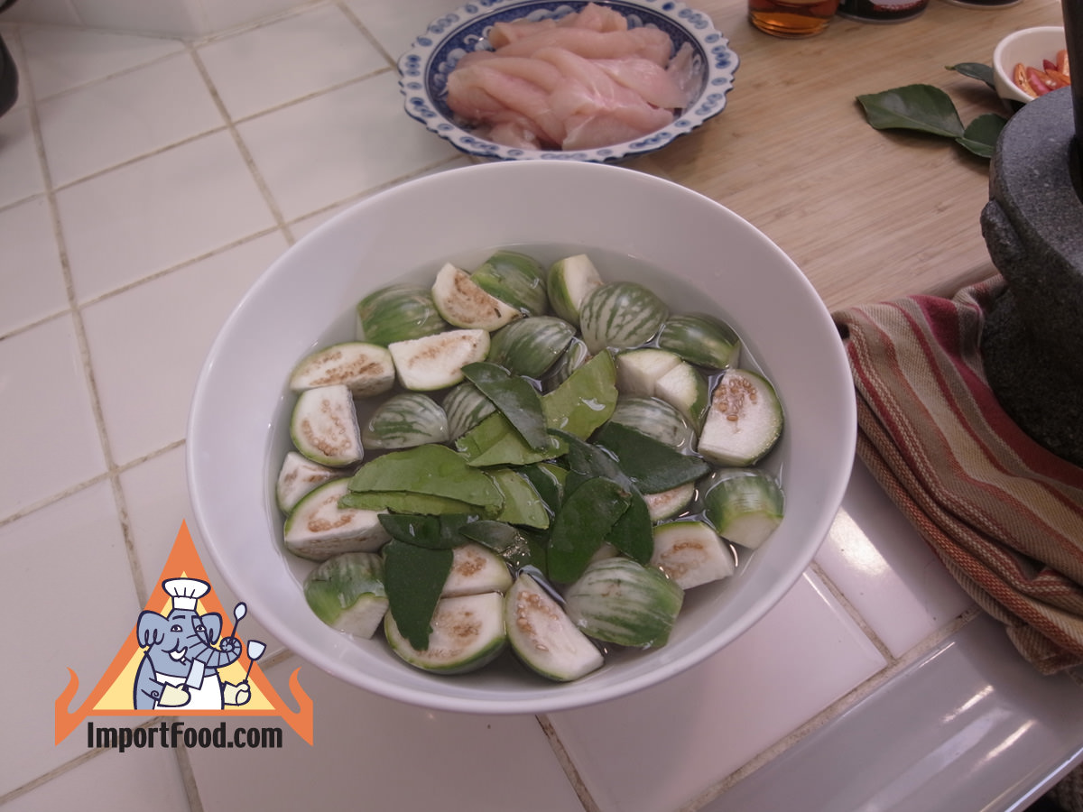 Thai eggplants quartered