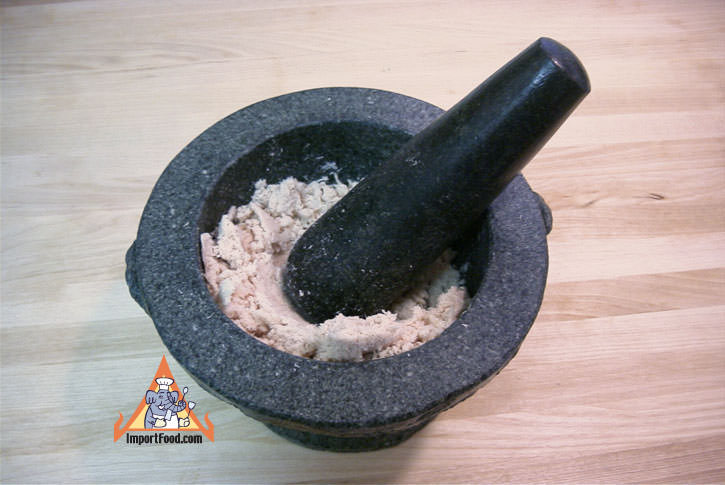 Cook remove head & tail pound the fish