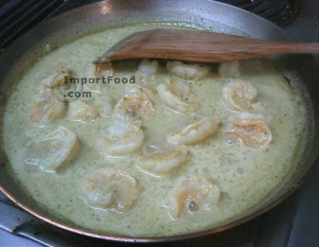Add coconut milk & shrimp