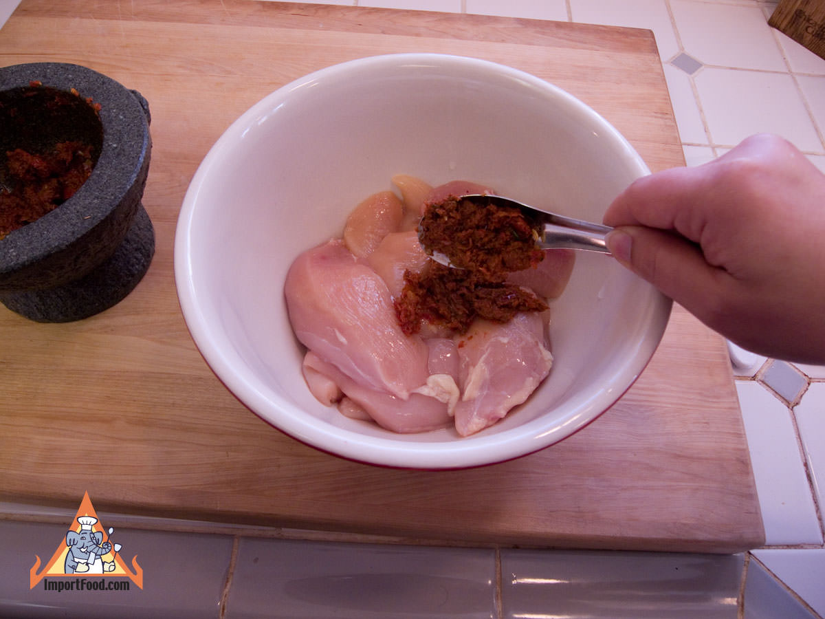 Add curry to chicken