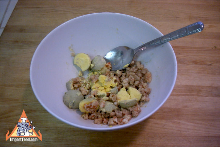 Mix with egg yolks