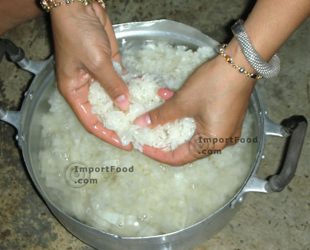 Step 7 rinse rice thorougly again separating rice to prevent clumps and drain completely