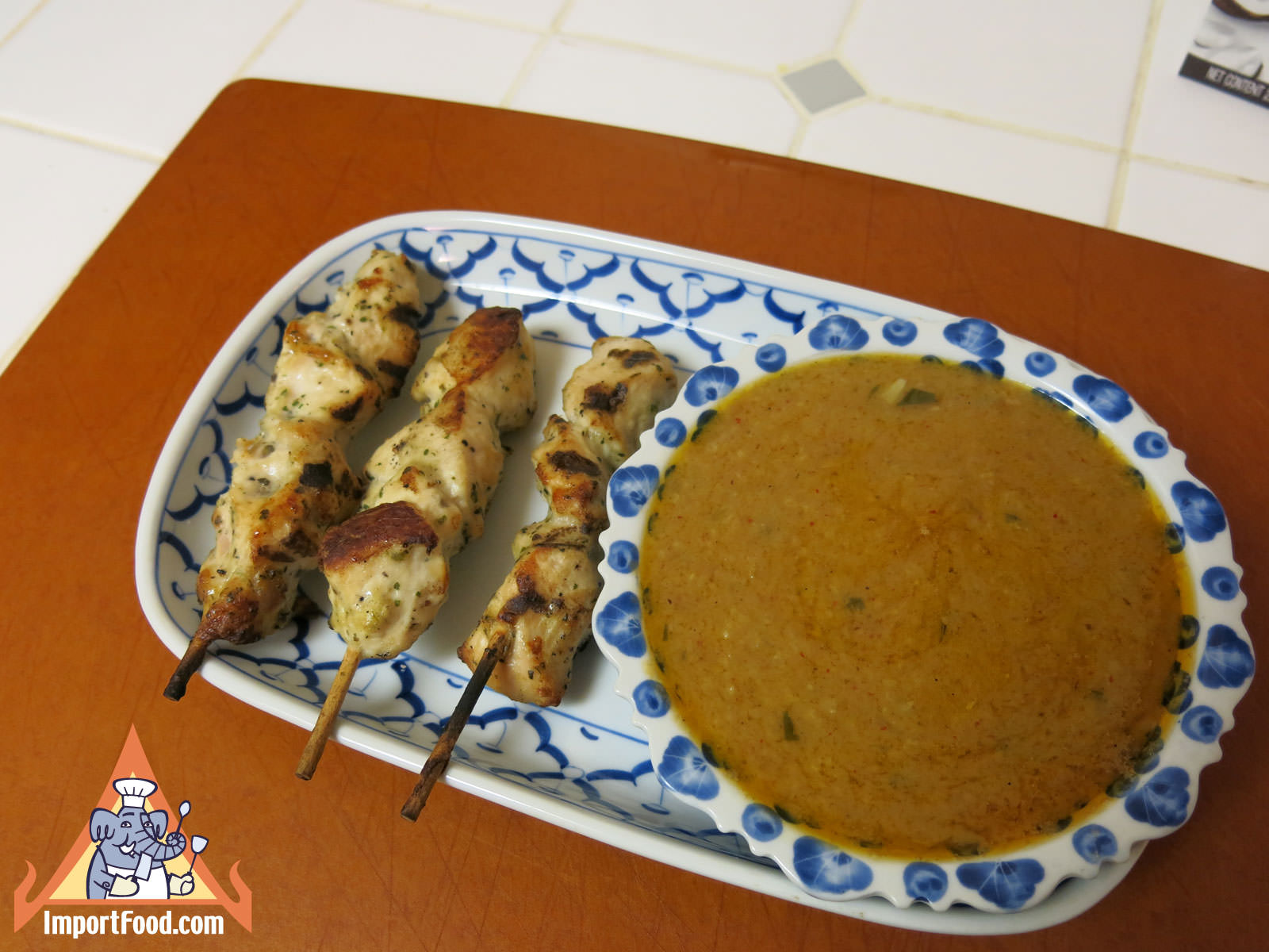 Lovely satay sauce with chicken skewers