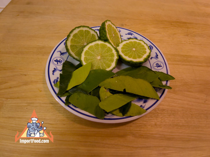 Whole kaffir lime and leaves