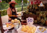 Fresh Pineapple Prepared on the Sidewalk