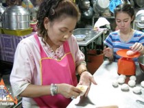 Salapao Steamed Buns Made by Thai Street Vendor