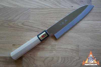 Hand Crafted Santoku Knife, Magnolia Handle, Sakai Japan, 12.5